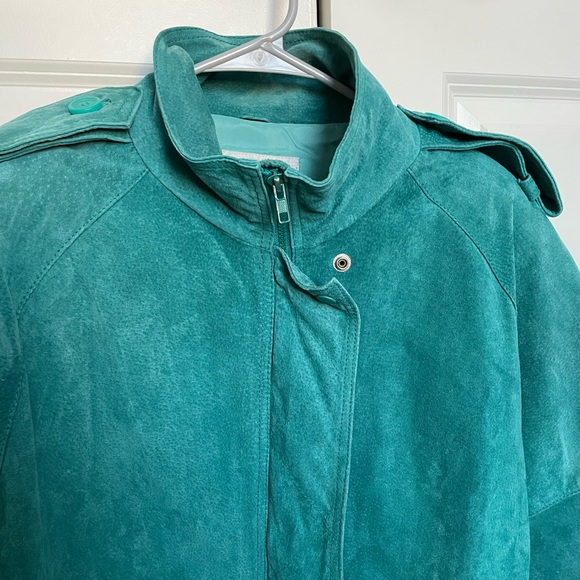 VINTAGE!!! Teal 100% leather jacket - Picture 2 of 6
